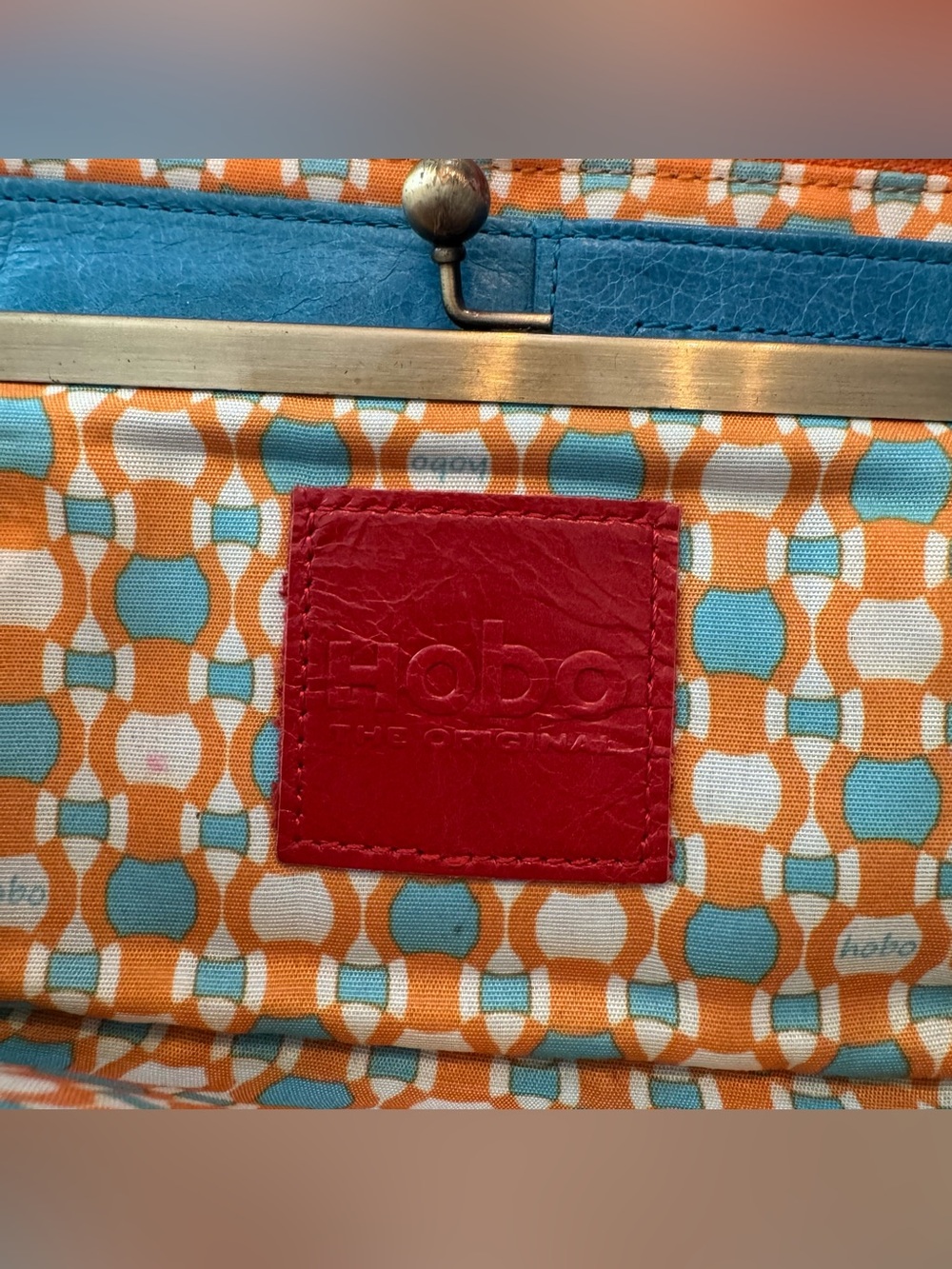 Hobo International Lauren Wallet Clutch Double Frame Light Blue Leather - Picture 5 of 8